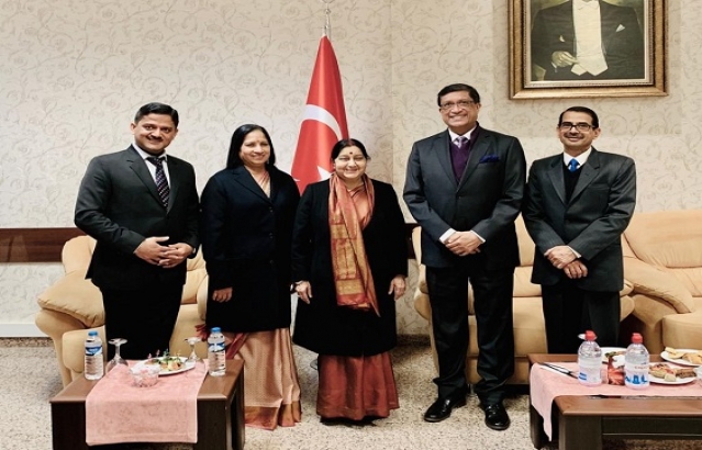 Transit visit of Honble Minister of Foreign Affairs, Ms. Sushma Swaraj to Turkey on    February 19, 2019